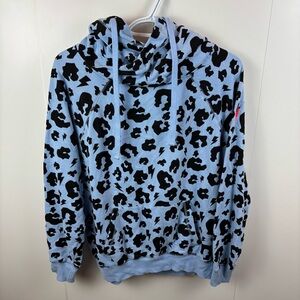 Scamp & Dude Animal Print Baby Blue Cotton Hoodie Sweatshirt Jumper sz S Unisex